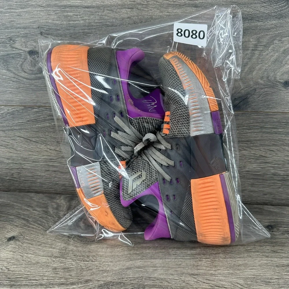Adidas‎ Dame 3 Youth Basketball Shoes Size 4 Gray Purple Orange BB8270
